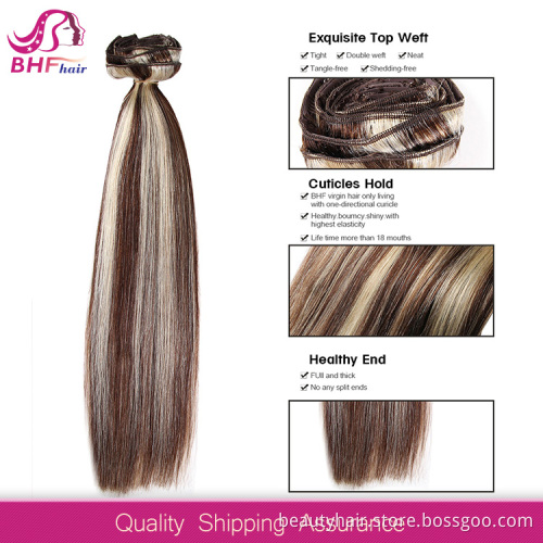 100% triple weft remy peruvian clip in hair extensions